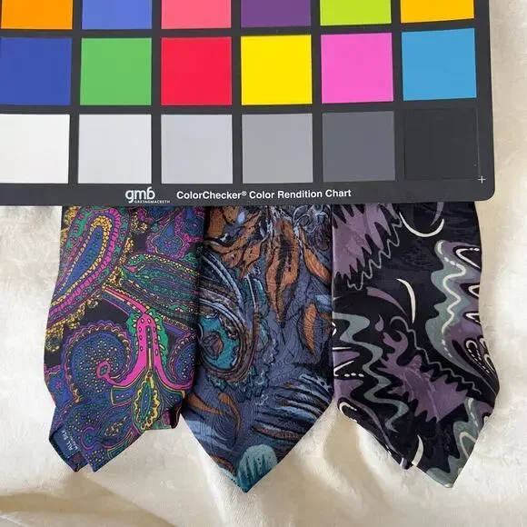 3 Vintage Abstract Purple & Blue Silk Neckties Floral Geometric Men’s Tie Lot - Picture 5 of 12